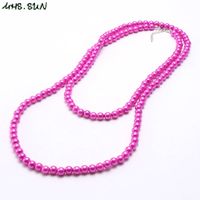 Wholesale mhs sun girls fashion pearl long colorful kids child beads necklace handmade baby toddler chunky jewelry gift