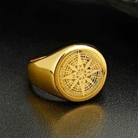 Wholesale Valily Jewelry Mens Ring Simple Design Compass Ring Gold Stainless Steel fashion Black Band Rings For Women Men Navigator Rings