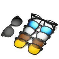 Wholesale 5 lenes Magnet Sunglasses Clip Mirrored Clip on Sunglasses clip on glasses Men Polarized Clips Custom Prescription Myopia