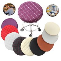 Wholesale round cover bar stool solid color elastic protector cotton fabric seat chair covers for home slipcovers