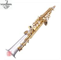Wholesale Best Quality Soprano Saxophone YANAGISAWA S9930 B B Silver plated Soprano Straight Gold Key Sax Professional Musical Instruments Mouthpiece