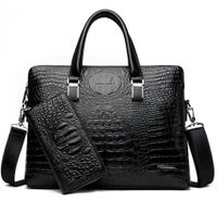 Wholesale Designer pu leather briefcases business laptop bag for men high quality luxury designer men handbag buy one get two send free purse