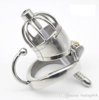 Wholesale 2020 New Male Stainless Steel cock Cage Penis Ring With Catheter Chastity Belt Device Bondage BDSM Fetish Sex toy Large Small H667