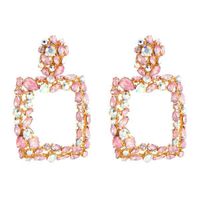 Wholesale Women Fashion Rhinestone Rectangle Geometric Drop Dangle Earrings Bohemian Jewelry Colors Acrylic Statement Earrings Gift