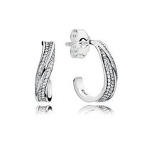 Wholesale 925 Sterling Silver CZ Diamond earrings with Retail Box fashion Elegant Waves Ear hook Earrings for Women Girls Gift Jewelry EARRING