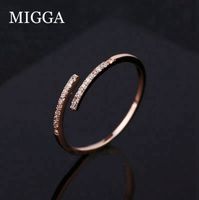 Wholesale Micro Paved Cubic Zirconia Ring for Women Adjustable Design Rose Gold Color CZ Crystal Jewelry