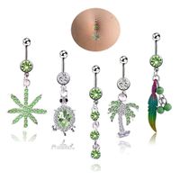 Wholesale Leaves tortoise feather tree zircon belly rings sexy piercing belly button rings body jewelry for women