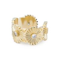 Wholesale Brass Sterling SIlver Plated Gold Chrysanthemum Sunflower Ring For Women Party Use Gold Plated Fashion Flower Rings