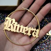 Wholesale Customized Jewelry Gothic Old English Name Earring Personalized Letters Small and Big Hoop Earrings Women Rose Gold Accessories