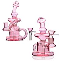 Wholesale Mini design pink small glass bong recycle water pipes hookah rigs with m bowl
