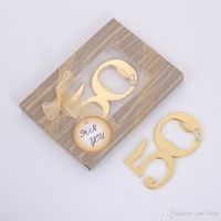 Wholesale Wedding Souvenir for Guests Number Golden Wedding Beer Bottle Openers for Wedding Anniversary Birthday Bride Shower Party Gifts DHL