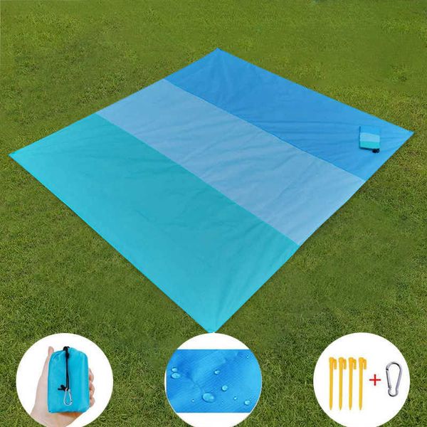 200x210 cm Portable poche pique-nique étanche tapis sable plage tapis extérieur Camping équipement pliant couverture tente couverture Y0706