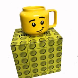 201-300 ml en céramique sourire tasse dessin animé café lait thé eau tasse mignon drôle Expression jaune Smiley enfants verre à boire cadeau