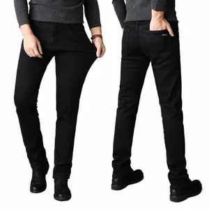 201 Noir Hommes Jeans Élastique Slim Fit Petit Pied Jeans Tendance Lg Pantalon Adapté Aux Jeunes Casual Cott Matériel Z12b #