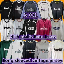 1999 2001 2009 2009 2010 Real Madrid Retro Soccer Jerseys Camiseta de fútbol de mangas largas Kaka Ronaldo Guti Benzema Seedorf Carlos 11 13 14 15 16 17 18 Zidane Raul Vintage Figo