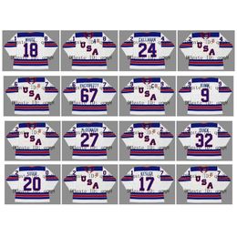 2010 2014 2016 Vintage Team USA Jersey 34 Auston Matthews 67 Max Pacioretty 18 Colin White 24 Ryan Callahan White Custom Hockey Jerseys