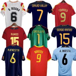 2010 Finalspains Retro A.Iniesta Soccer Jerseys 1996 1994 Raul Xavi Hierro Luis EnSrique Alonso Caminero Puyol Pique David Villa Torres 2008 Guardiola Ramos 2012 02