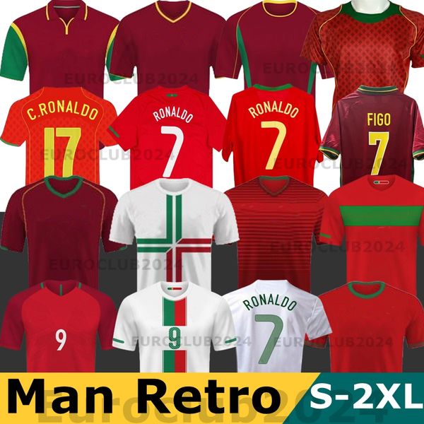 2010 Portugal Vintage Ronaldo Retro Soccer Jerseys 1998 1999 2012 2002 2004 2006 2008 Rui Costa Figo Nani Camisetas de fútbol Camisetas de Futbol