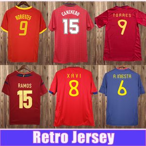 1992 2012 Mens Caminero Soccer Jerseys National Team Puyol A.Iniesta Silva Saul Isco M.asensio David Villa Home Red Away Gk Footall Shirts