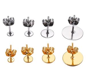 20100pcSlot Gold roestvrij staal blanco Post Earring Studs Basispennen met oorbellen Stop Bevindingen Ear Terug voor doe -het -zelf sieraden Making1504549