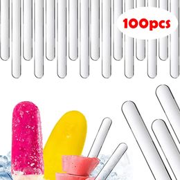 20100pcSset Clear Acrylic Ice Cream Stick Colorful Food Grade Chocolate Cube Cube Holder Popsicle Kitchen Accessoires 240508