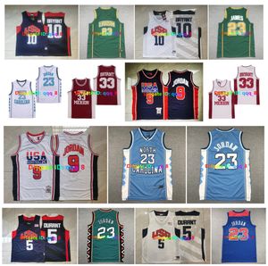 2012 2008 Team USA 9 Michael Jor Dan Basketball Jersey 10 Bryant 5 Kevin Durant 6 LeBron James Irish High Throwback Bullets North Carolina Lower Merion Size S-XXL