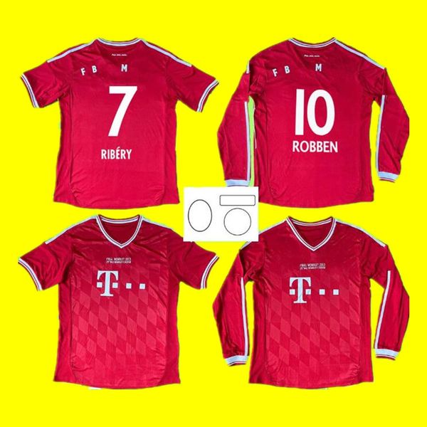 2012 2013 BaYern rétro maillots de football finale ROBBEN Mandzukic maillots de football vintage classique 12 13 Rib￩ry G￳mez Schweinsteiger M￼ller Mart￭nez muNich domicile manches longues