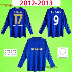 2012 2013 Retro CFC Soccer Jerseys Gold à manches longues Hazard Vintage complet Torres Mata Lampard David Luiz Terry 12 13 Football Shirts Classic Blue Home Ramires
