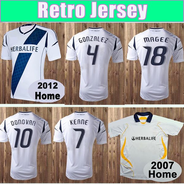 2012 LA Galaxy Retro Soccer Jersey DONOVAN GONZALEZ KEANE MAGEE 2007 Home Classic Vintage Camiseta de fútbol Uniformes de manga corta