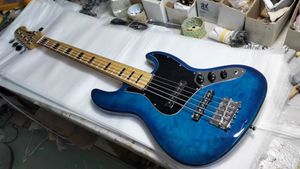 5 snaren blauwe elektrische jazz basgitaar esdoorn toets Flame Maple snel schip