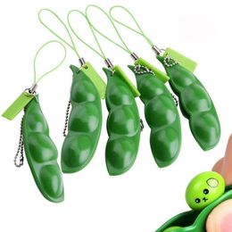 20121 Nieuwset Decompressie Toy Telefoon Banden Squeeze Extrusieboon Sleutelhangers Pea Soybean Sleutelhanger Edamame Fidget Speelgoed Kids Gift