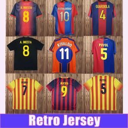 2013 2014 PEDRO Maillots de football rétro pour hommes ALEXIS PUYOL 1998 2012 A. INIESTA RIVALDO RONALDINHO GUARDIDLA Accueil Extérieur 3ème Maillots de football