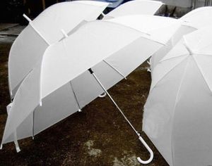 Douche nuptiale Mariage Blanc Nylon Parapluie Parasol Étanche Longue poignée Rainy Umbrellas Mode Hot party faveurs de décoration de mariage