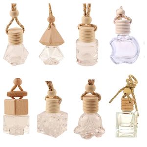 Stock Car suspendu bouteille en verre vide Aromathérapie Refipillable diffuseur Air Fresher Fragrance Pendre Ornement FY5288 0704