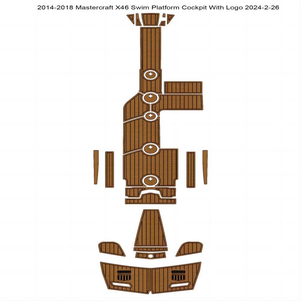 2014-2018 Mastercraft X46 Piattaforma da bagno Pozzetto Pad Barca Schiuma EVA Tappetino in teak Autosupporto adesivo SeaDek Gatorstep Style Floor