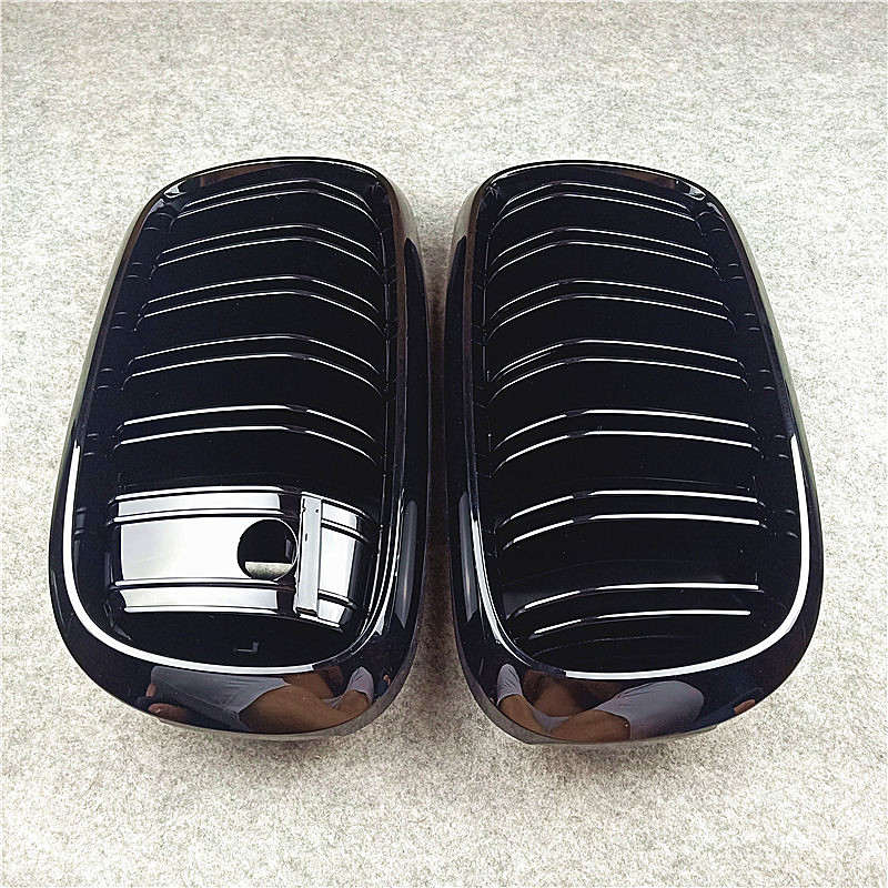 Front Air Intake Grilles with Night vision For X5 F15 X6 F16 Glossy Black Car Bumper Grille