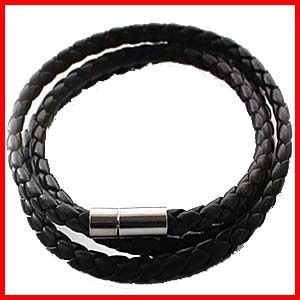 2014 nouveaux bracelets en cuir de mode bracelets tricotés à la main corde ronde tourner boucle bracelet pour femmes hommes en gros noir long SL018