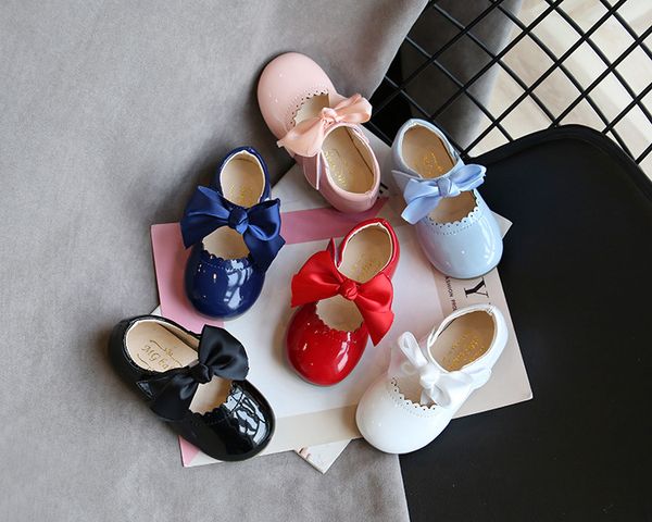 Chaussures simples à nœud pour bébé fille, chaussures de danse en cuir de princesse coréenne