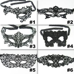 6 Design Masquerade Maskers Lace Black Party Kant Masker Sexy Speelgoed voor Dames Halloween Dance Party Mask