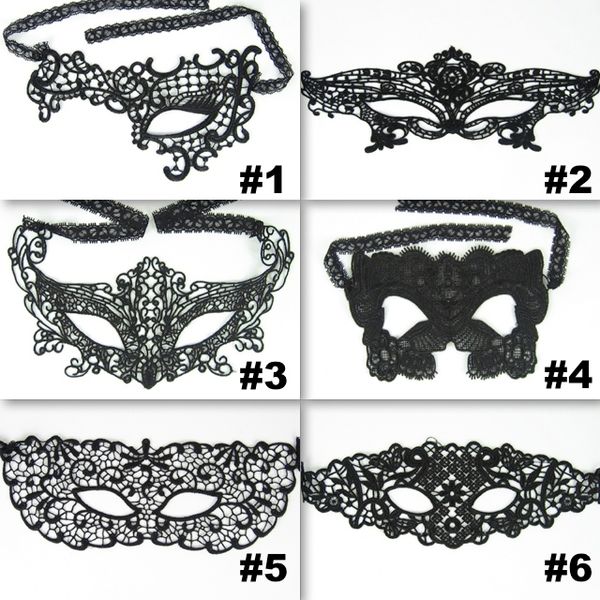 Masques de mascarade en dentelle noire, 6 modèles, masque de fête en dentelle, jouet Sexy pour dames, masque de fête de danse d'halloween