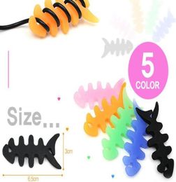 2014 Style Silicone caoutchouc poisson os écouteur cordon MP3MP4 lecteur câble enrouleur support organisateur 100pcslot5178795