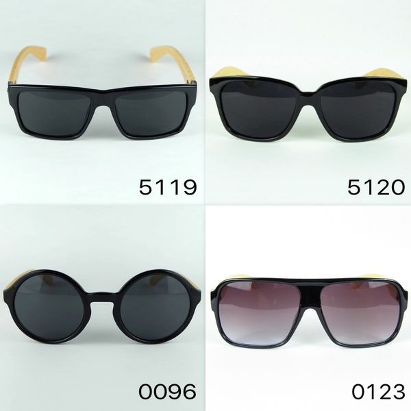 Lunettes de soleil en bois fabriquées à la main carrée Black Designer Sun lunettes de soleil Temples de bambou et cadre en plastique Vintage lunettes UV400 Plus de modèles