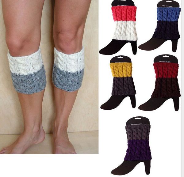 2015 2 tons dégradé couleur Twist Crochet tricot jambières Boot poignets Toppers Boot chaussettes 100 paires/lot #3909