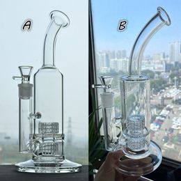 Met logo zijspan Glas Hookah Bongs Dab Rig dubbele stereo matrix PERC Water pijp met 18 mm gewricht Fab Egg Roken Shisha