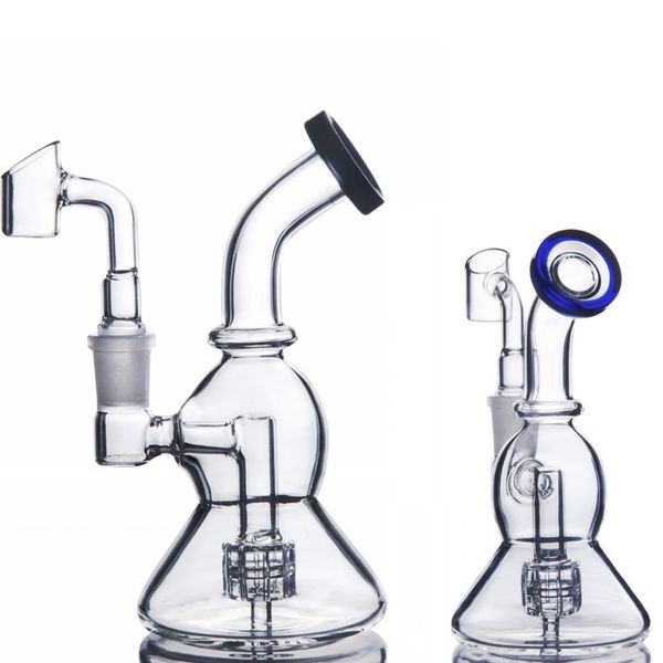 6 pouces Mini Bleu Noir Double Gourde Forme Mni Pneu Rrcyler Verre Bongs D'eau 14,4 mm Banger Livraison Gratuite