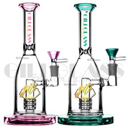 9 inches hookahs Perc Glass Bong quartz banger bowl bongs dab rig Waterleidingen bedwelmende wax olie rigs pijp Filter Diffuser Percolator paars zwart Dik