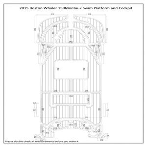 2015 Boston Whaler 150 Montauk Swim Platform Cockpit Boat EVA Faux Teak Deck Pad