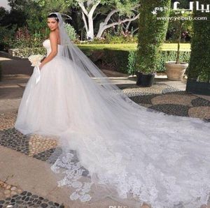 2015 voile de mariée Long voile blanc ivoire 35 mètres Tulle cathédrale voiles accessoires de mariée Dhyz 015348329