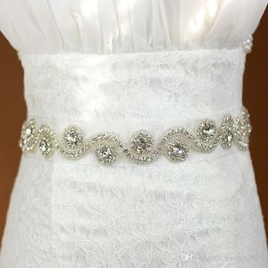 2022 Luxe Bruidsjurk Riem Crystal Trouwjurk Sash Rhinestones Beaded Sashes Satijn Tule Handgemaakte Echte Afbeelding Op voorraad