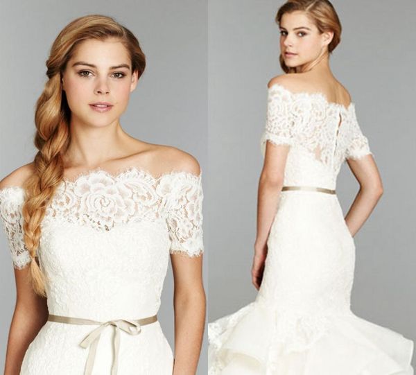 2015 Pas Cher Hors Épaule Dentelle Boléro Veste Illusion Couvert Bouton Vestes De Mariée Haussement D'épaules Mariée Wraps Robe De Mariée Accessoires Shaw7453184